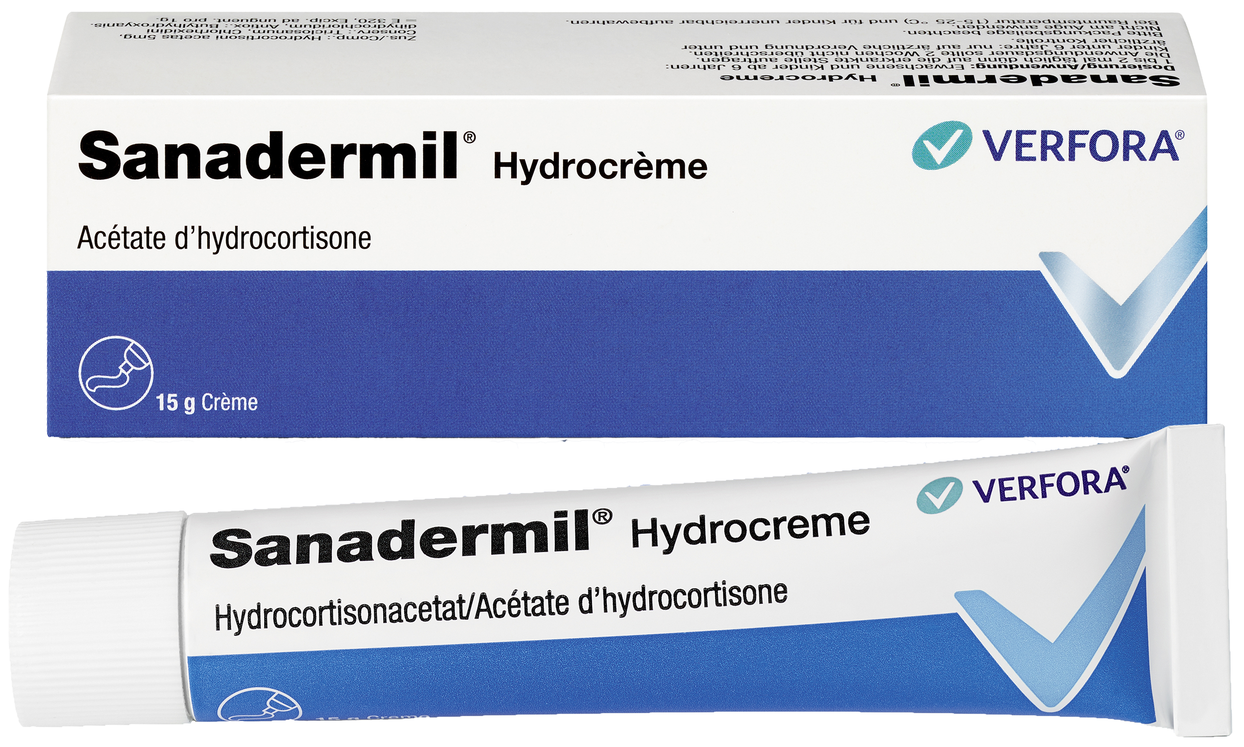 Apaise la peau irritée – Packshot avec produit Sanadermil Hydrocreme en cas de démangeaisons