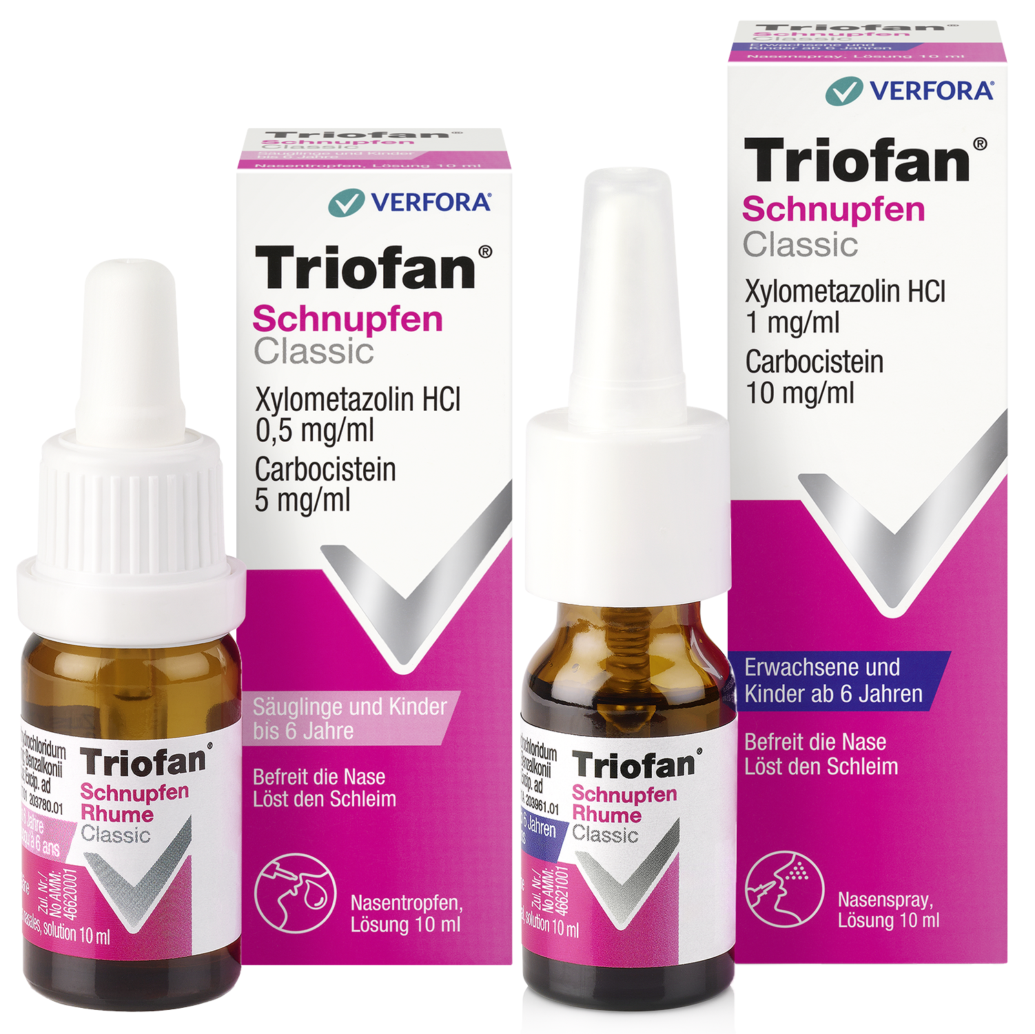 Schnupfen – Gruppenpackshot mit produkt Triofan bei Schnupfen