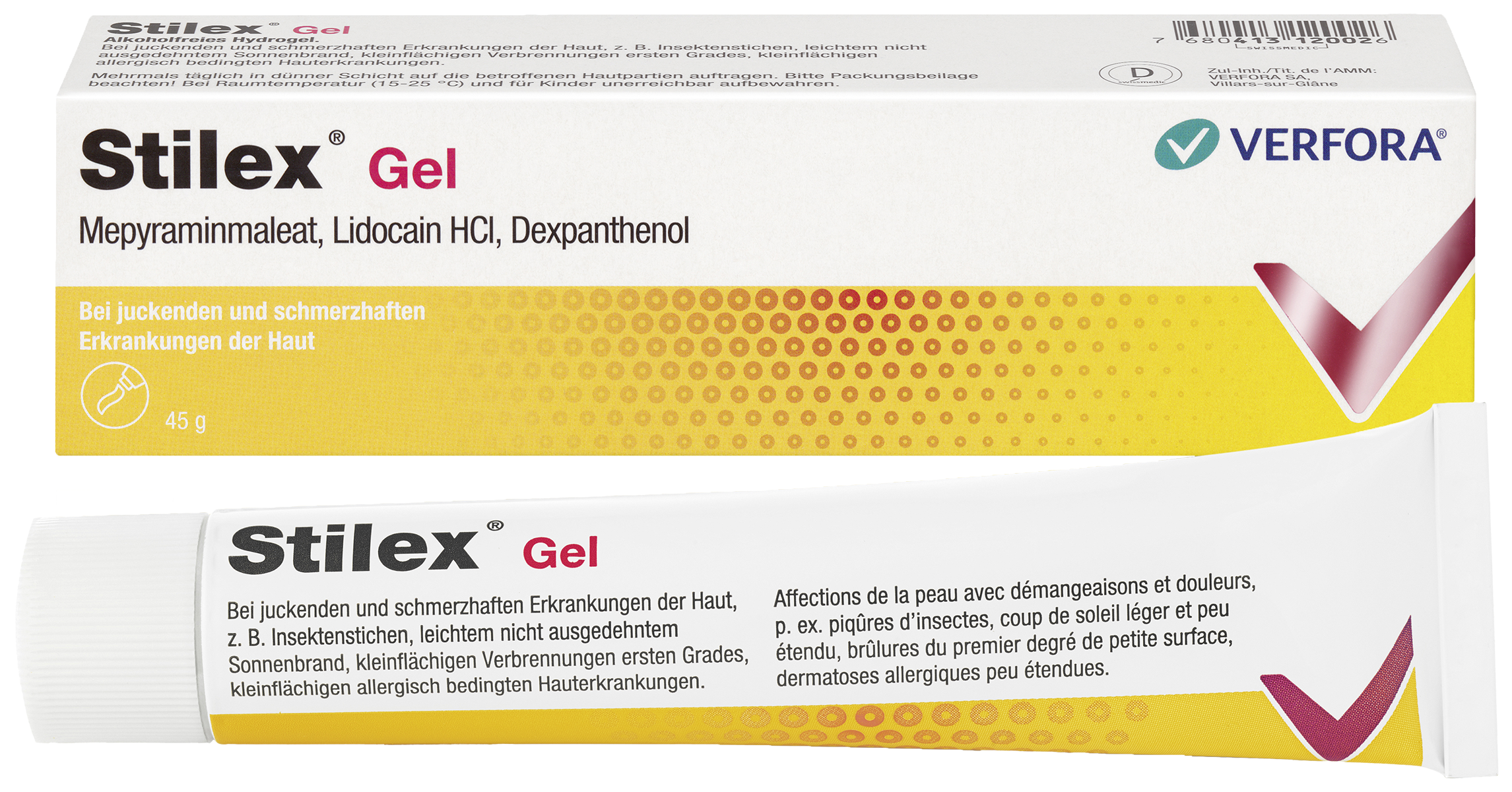 Mückenstich – Stilex Gel Packshot mit Produkt