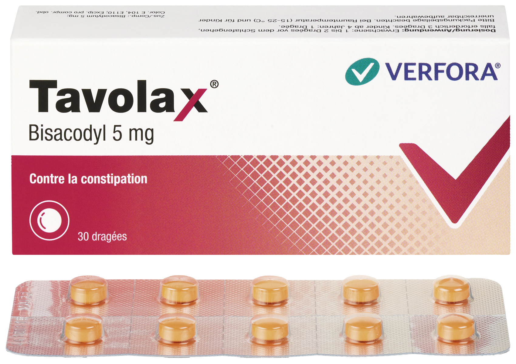 Constipation & Transit paresseux – Packshot avec produit Tavolax dragées