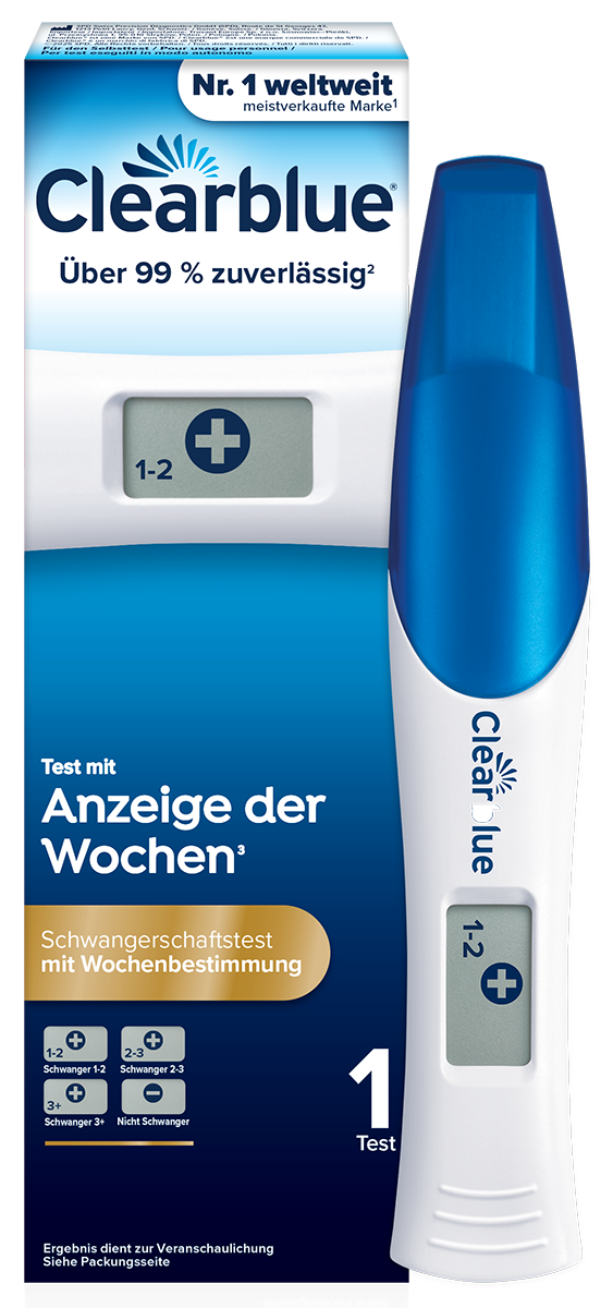 Schwanger werden – Packshot mit Produkt Clearblue Digital Schwangerschaftstest mit Wochenbestimmung