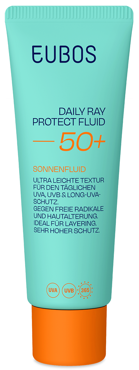 Sonnenschutz – Packshot Eubos Daily Ray Protect Fluid LSF 50+ schützt die Haut