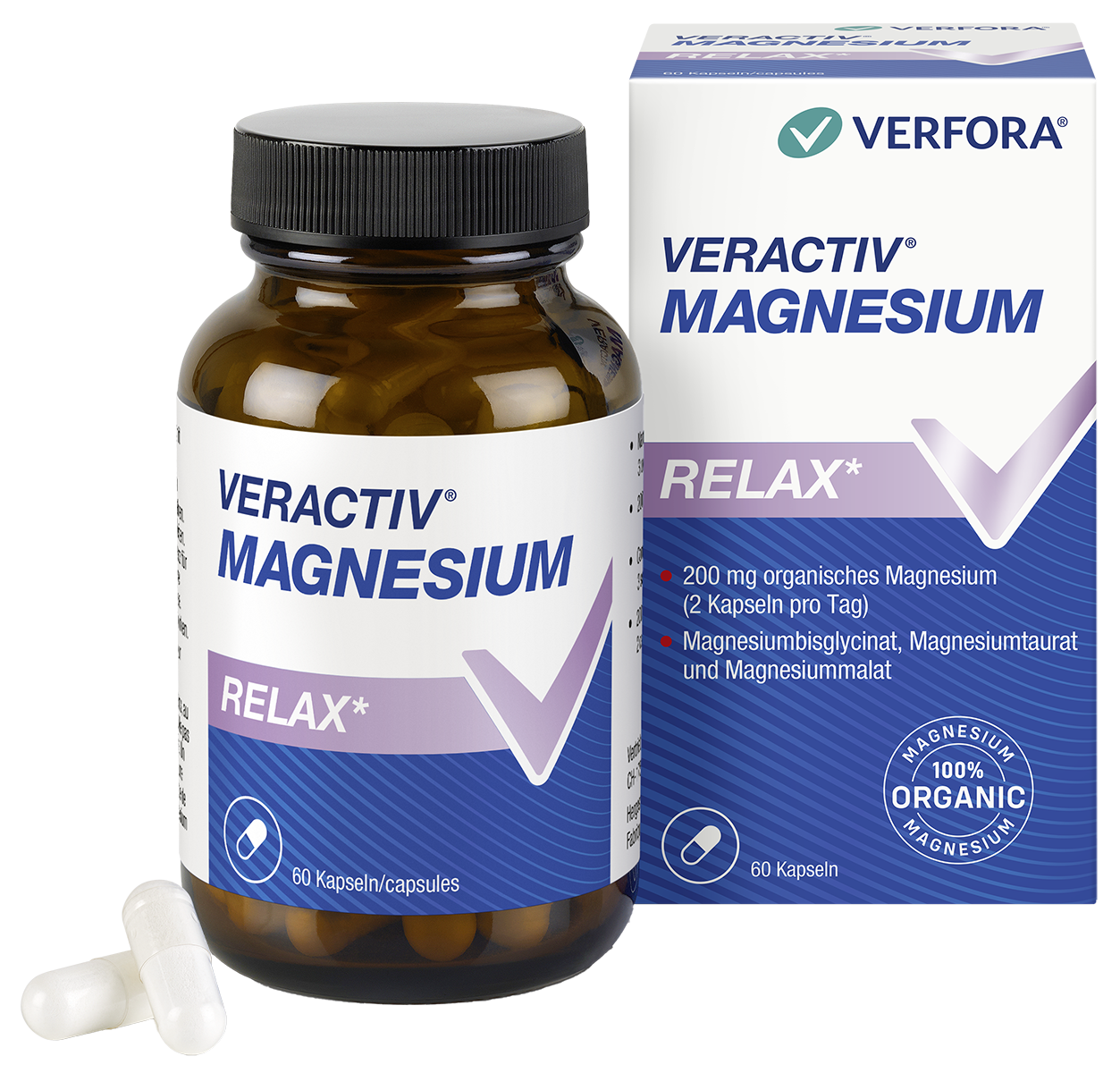 Erholsame Nacht & entspannten Tag – Veractiv Magnesium RELAX Packshot mit Produkt